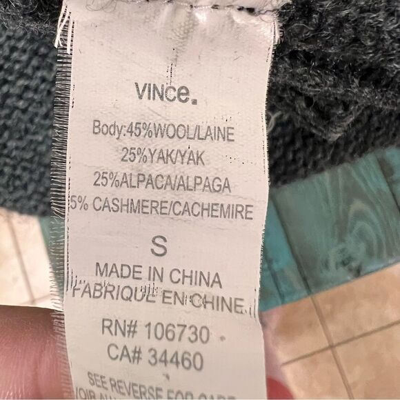 Vince Wool Cashmere Alpaca Yak Grey Draped Cardigan Size Small - Picture 7 of 8
